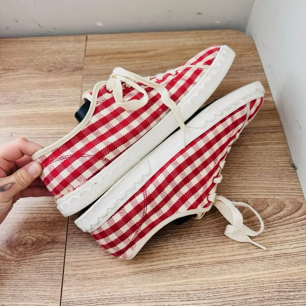 Kate Spade Vale Red And White Checkered Sneakers Women’s Size 10
